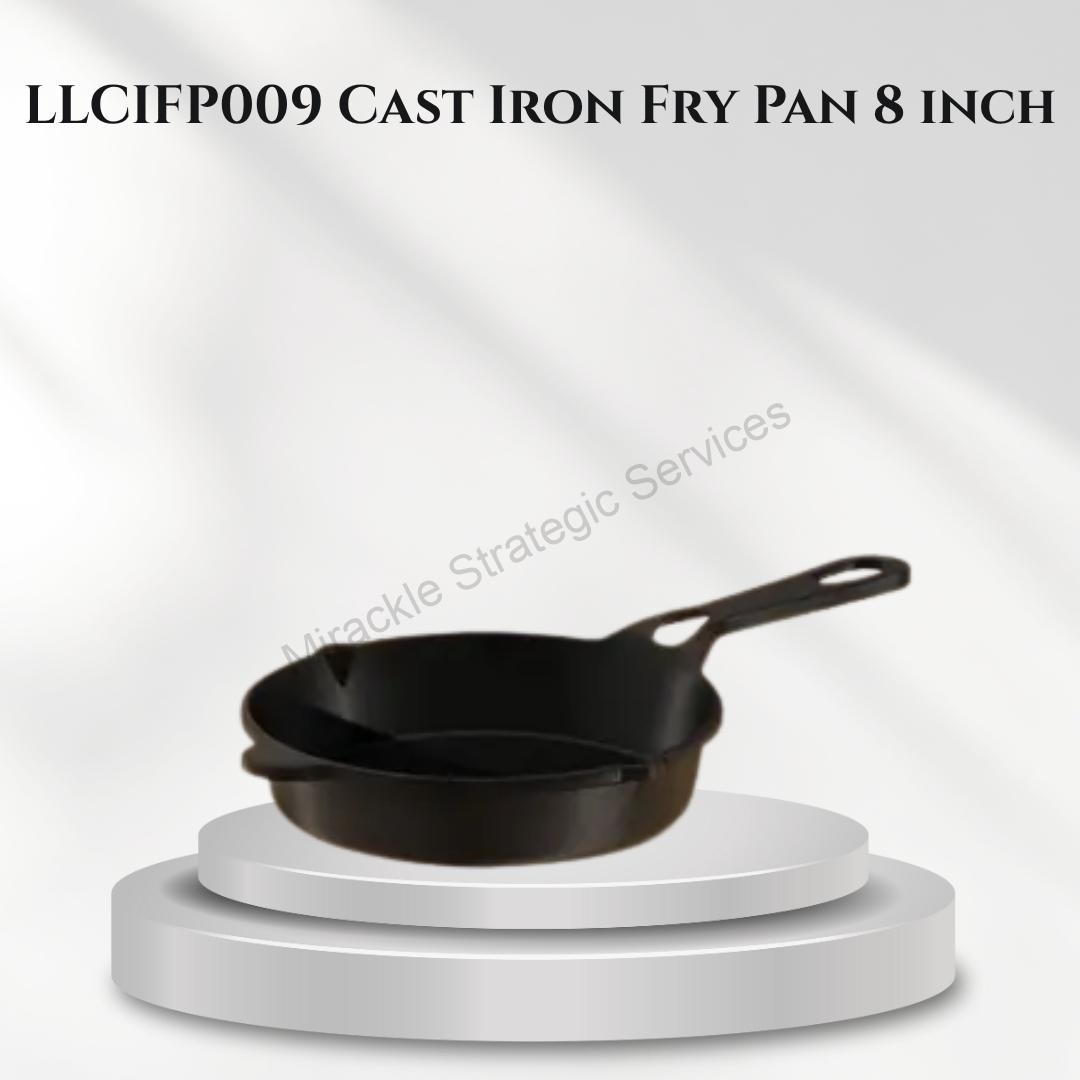 Lifelong Cast Iron Fry Pan 8 inch (20mm) With Wooden Spatula - LLCIFP009