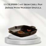 Lifelong Cast Iron Grill Pan 260mm With Wooden Spatula - LLCIGP008