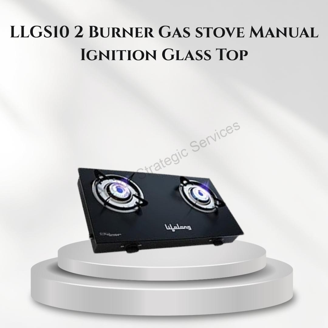 Lifelong LLGS10 - 2 Burner Gas stove Manual Ignition Glass Top
