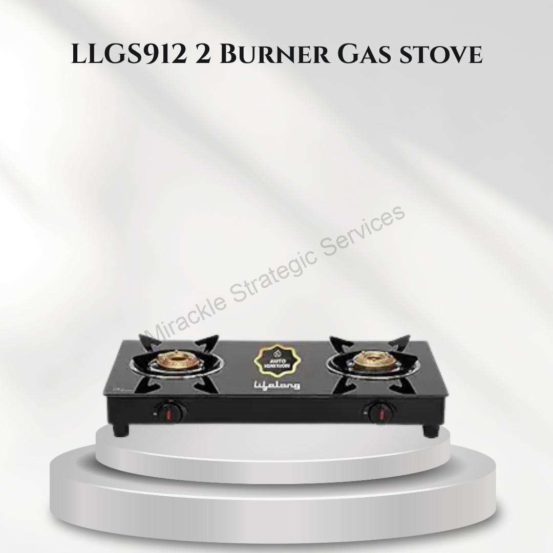 Lifelong LLGS912 - 2 Burner Gas stove Automatic Ignition Glass Top