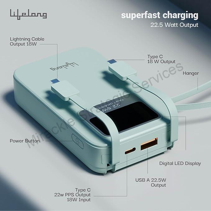 Lifelong LLPBBWA20 20000 mAh 22.5W fast charging powerbank - Image 2