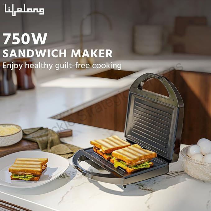 Lifelong LLSM120G Sandwich Griller, Classic Pro 750 W Sandwich Maker - Image 2