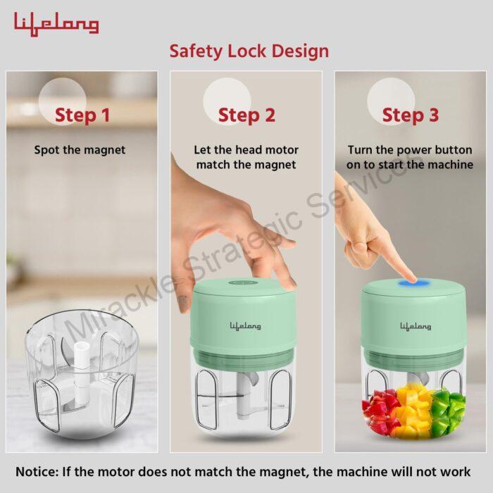 Lifelong USB Rechargeable Wireless Electric Chopper - LLWC04 - Image 2