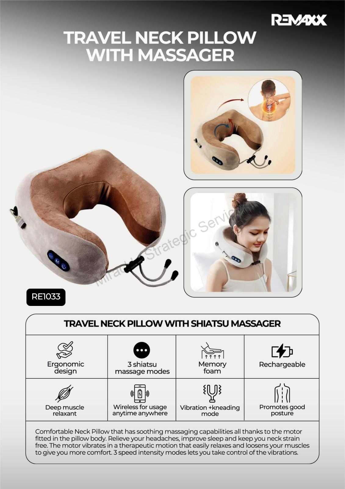 Remaxx Travel neck pillow with massager - RE1033 - Image 2