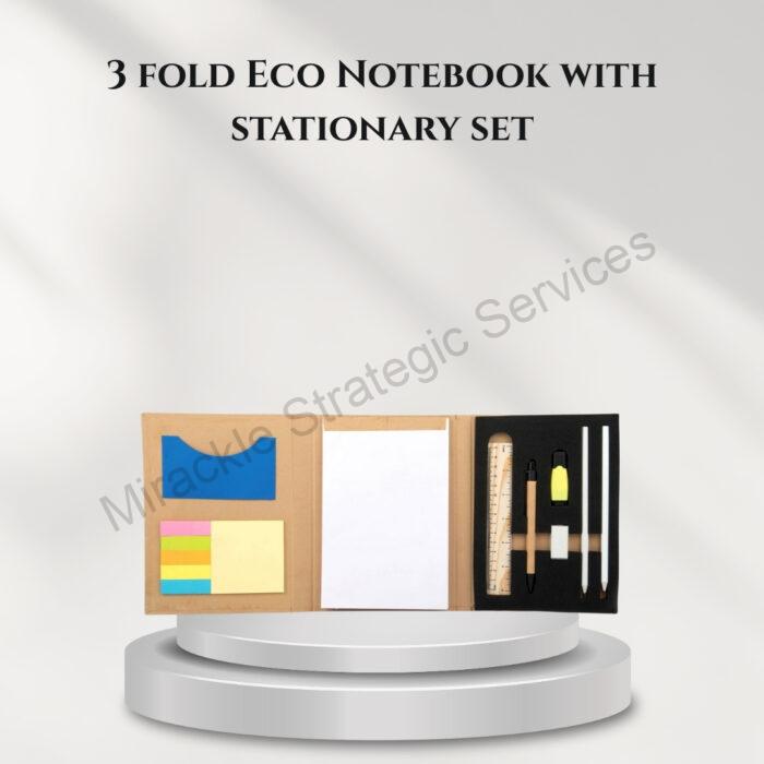 3 fold Eco Notebook with stationary set