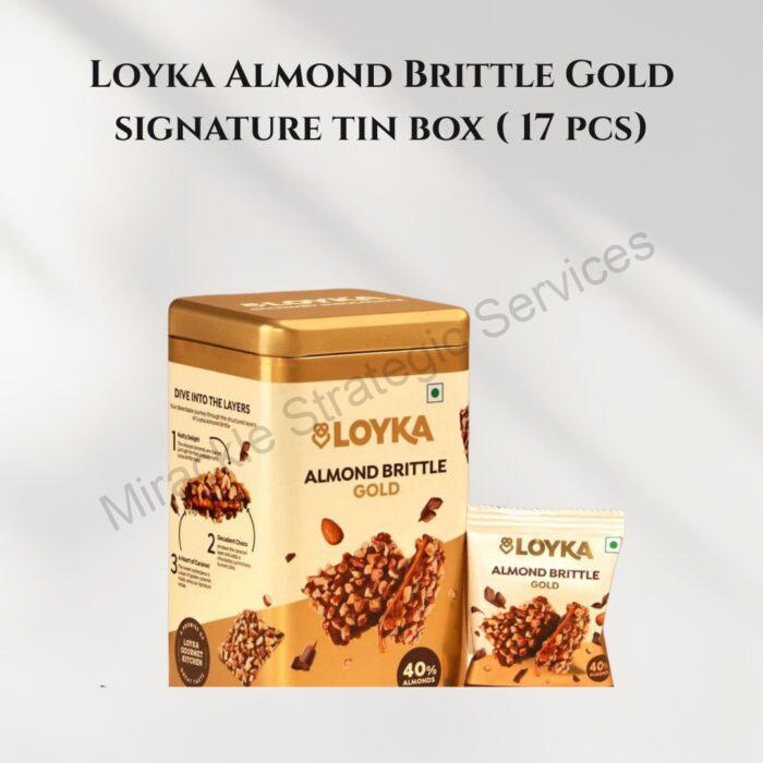 Loyka Almond Brittle Gold signature tin ( Reusable) box ( 17 pcs)