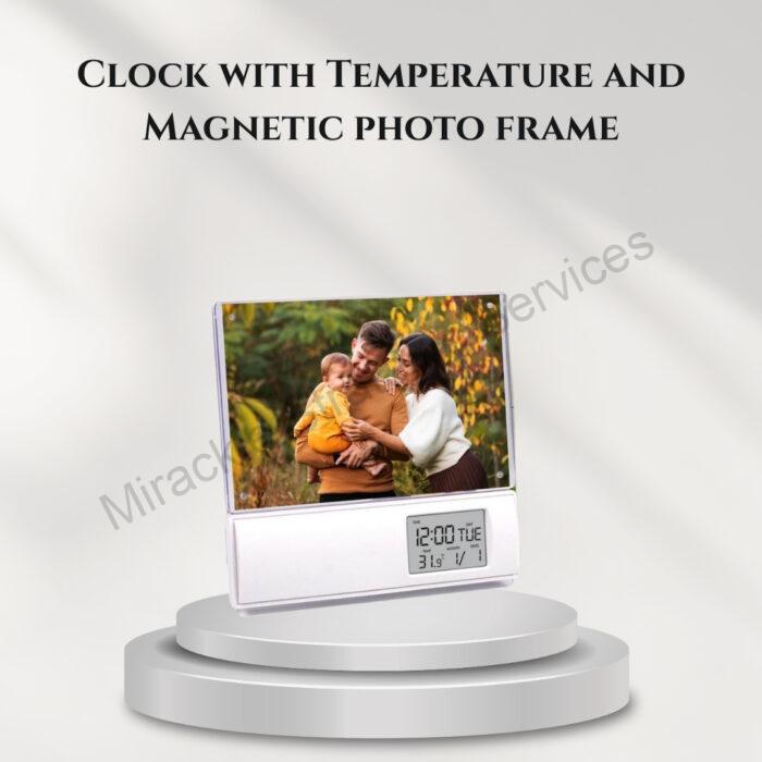 Clock with Temperature and Magnetic photo frame