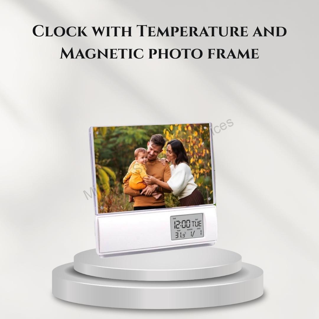 Clock with Temperature and Magnetic photo frame