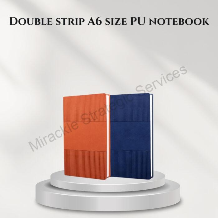 Double strip A6 size PU notebook