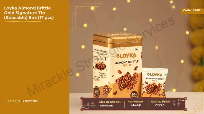 Loyka Almond Brittle Gold signature tin ( Reusable) box ( 17 pcs) - Image 2