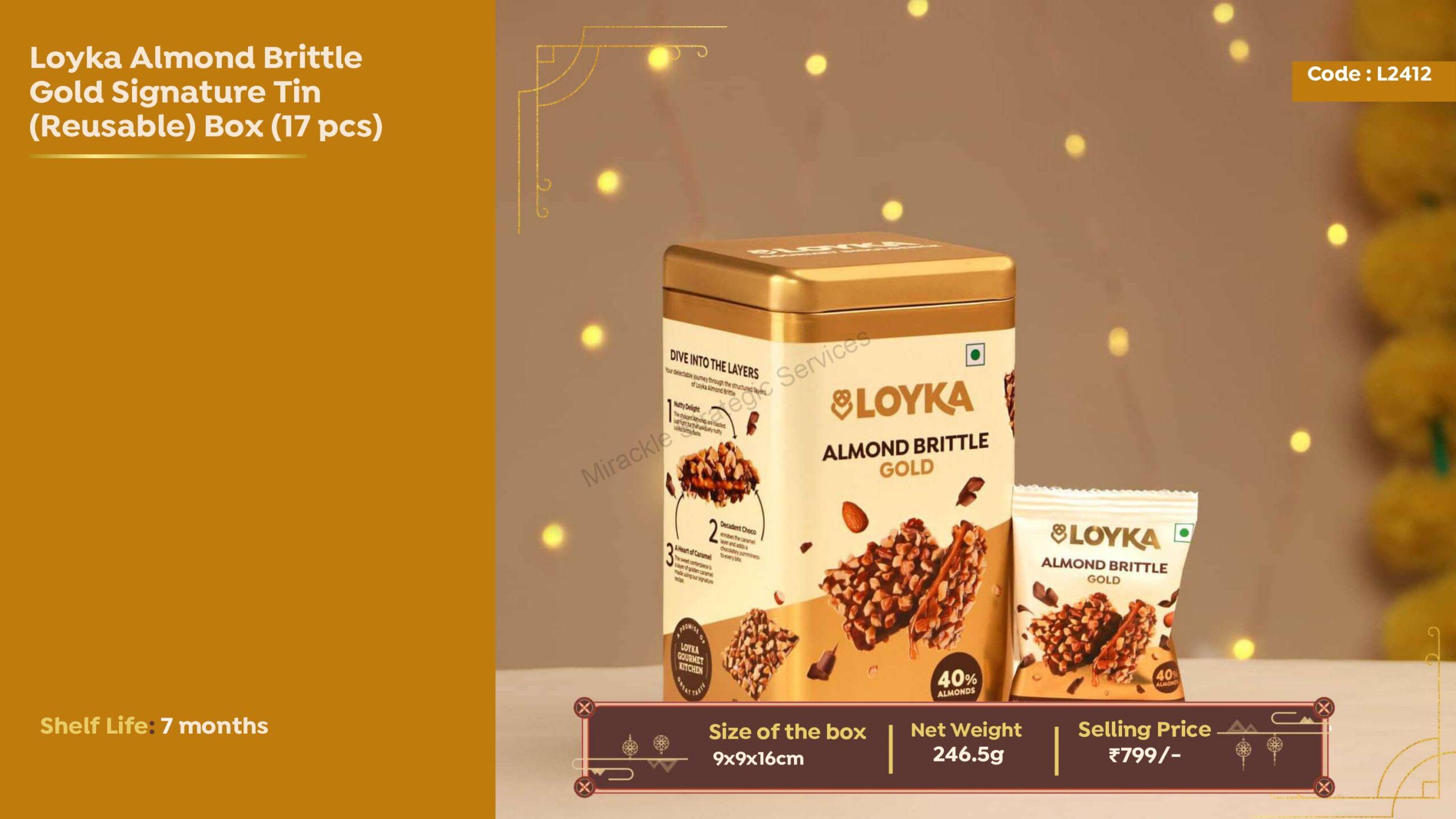 Loyka Almond Brittle Gold signature tin ( Reusable) box ( 17 pcs) - Image 2