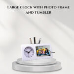 Large clock with photo frame and tumbler