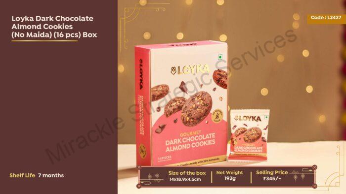 Loyka dark chocolate almond cookies (no maida) (16  pcs) Box - Image 2