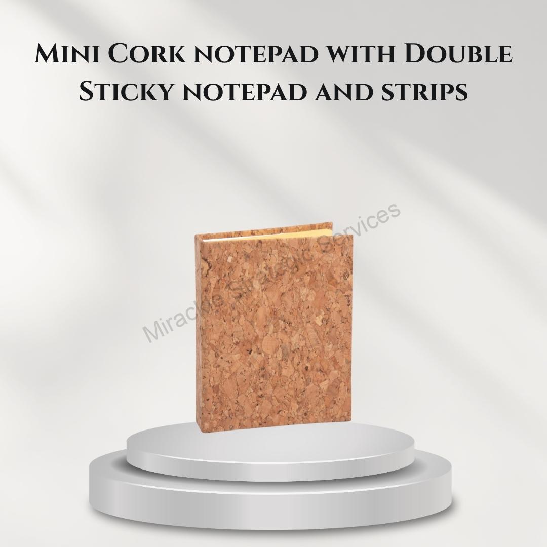 Mini Cork notepad with Double Sticky notepad and strips