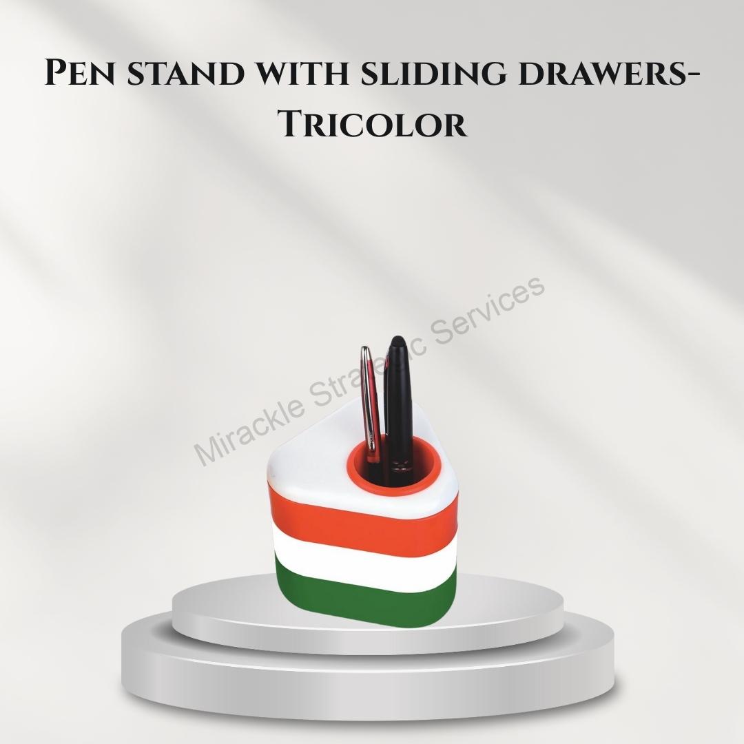 Pen stand with sliding drawers- Tricolor