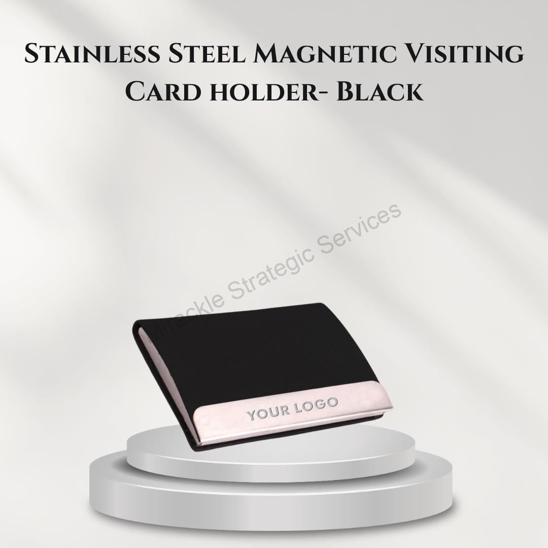 Stainless Steel Magnetic Visiting Card holder- Black