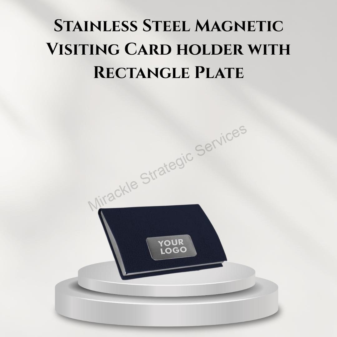 Stainless Steel Magnetic Visiting Card holder with Rectangle Plate