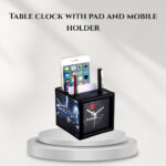 Table clock with pad and mobile holder