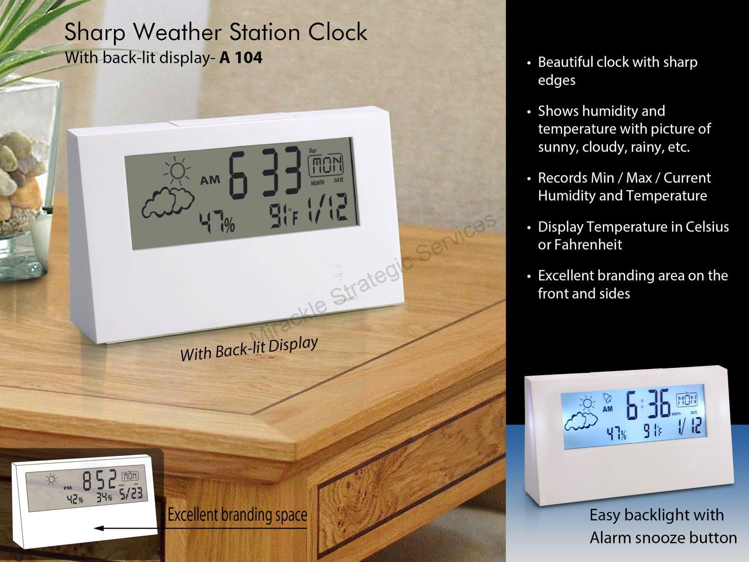 Sharp weather station clock with backlight - Image 2