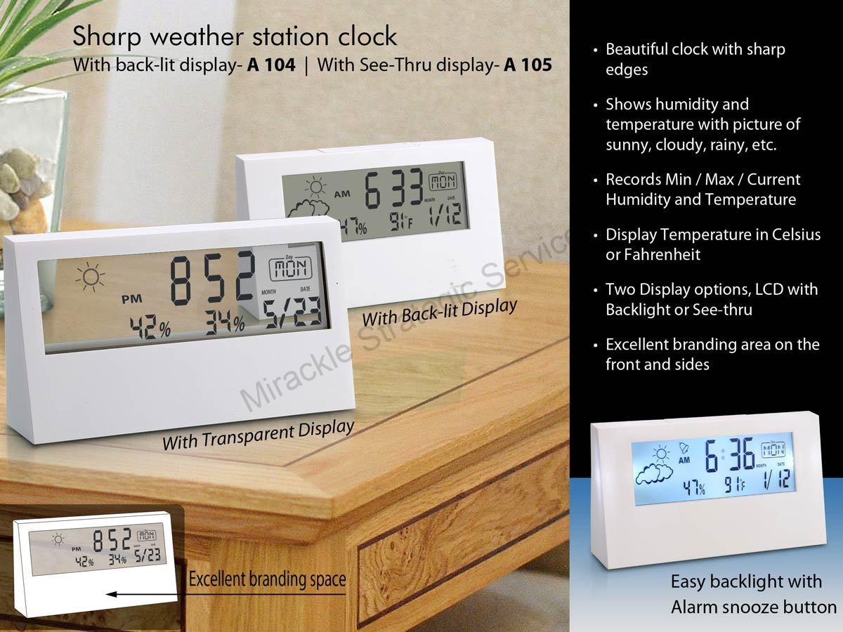 Sharp weather station clock with see-thru display - Image 2