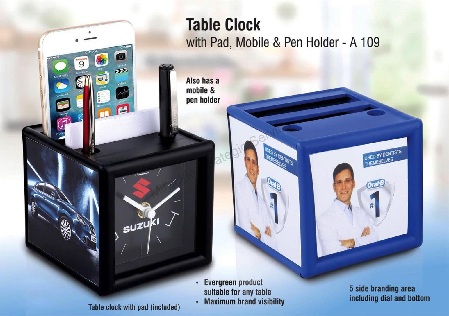 Table clock with pad and mobile holder - Image 2