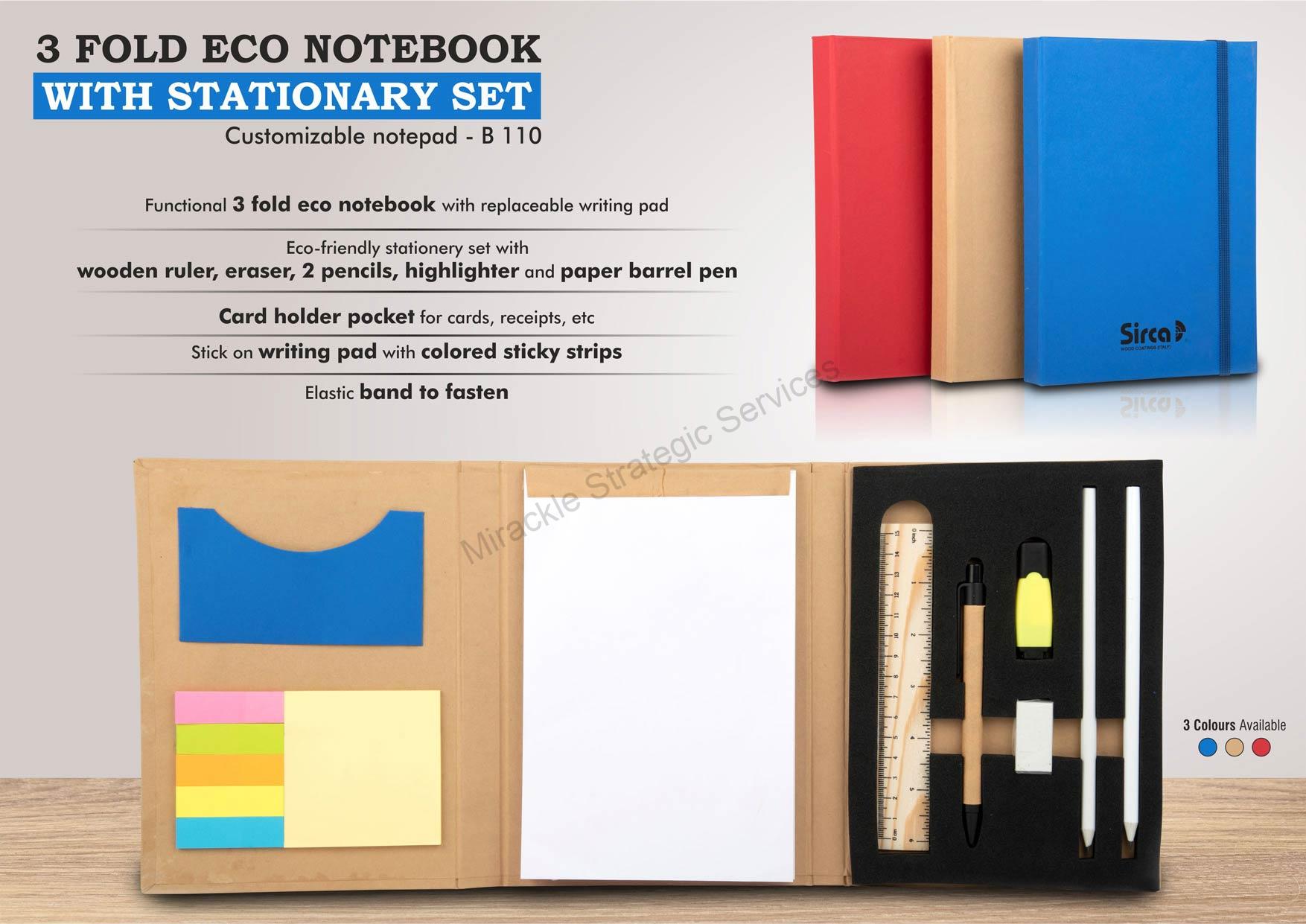 3 fold Eco Notebook with stationary set - Image 2