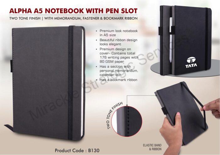 Alpha A5 notebook with Pen Slot - Image 2