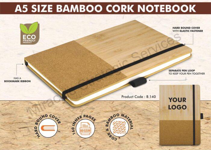 Bamboo cork notebook with Elastic Fastener - Image 2