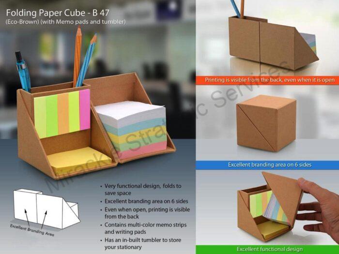 Folding paper cube (with memo pad and tumbler) - Image 2