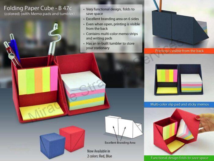 Folding paper cube in color (with memo pad and tumbler) - Image 2