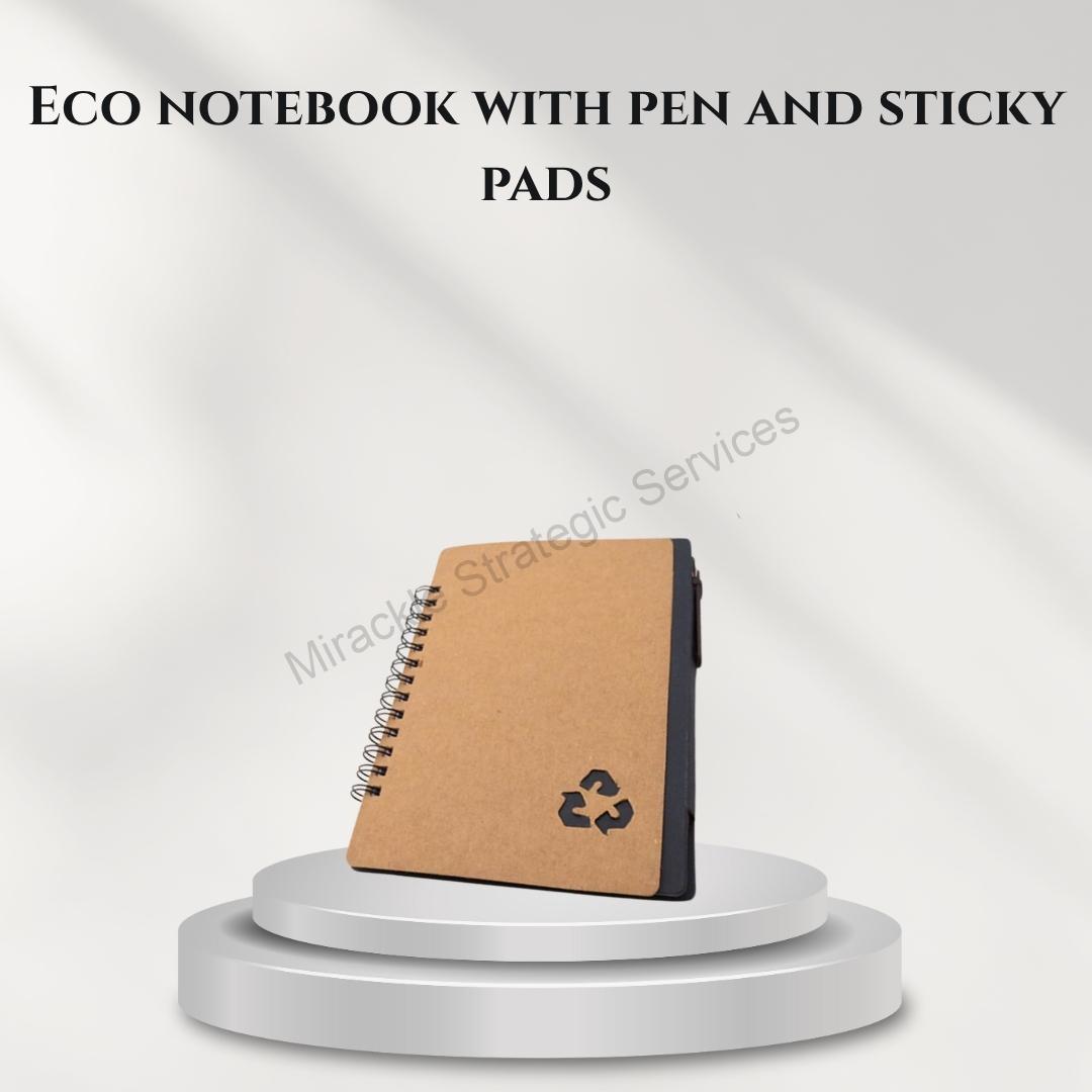 Eco notebook with pen and sticky pads