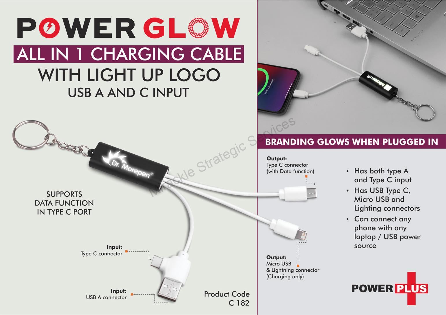All in 1 Charging cable with light up logo - C182 - Image 2