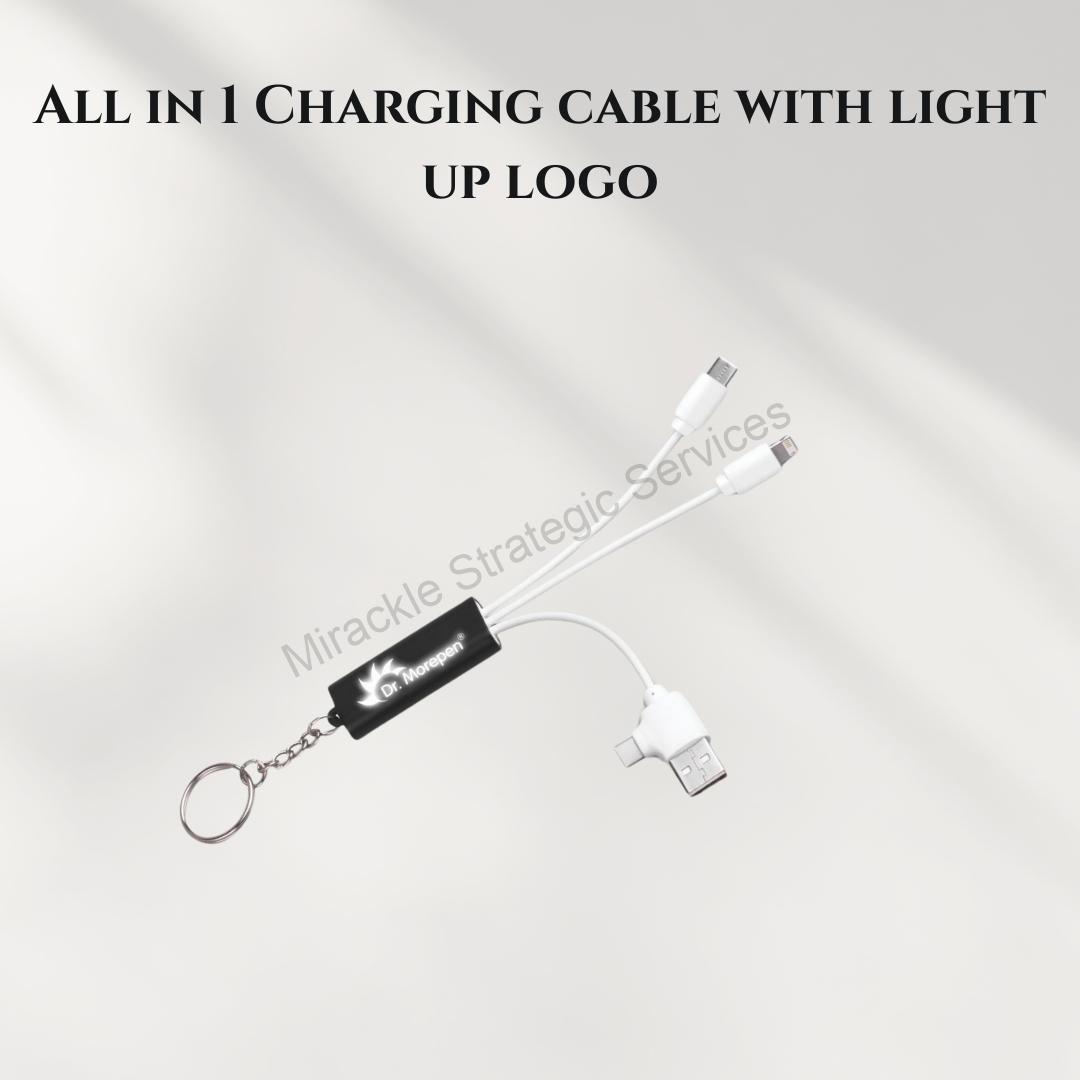All in 1 Charging cable with light up logo - C182