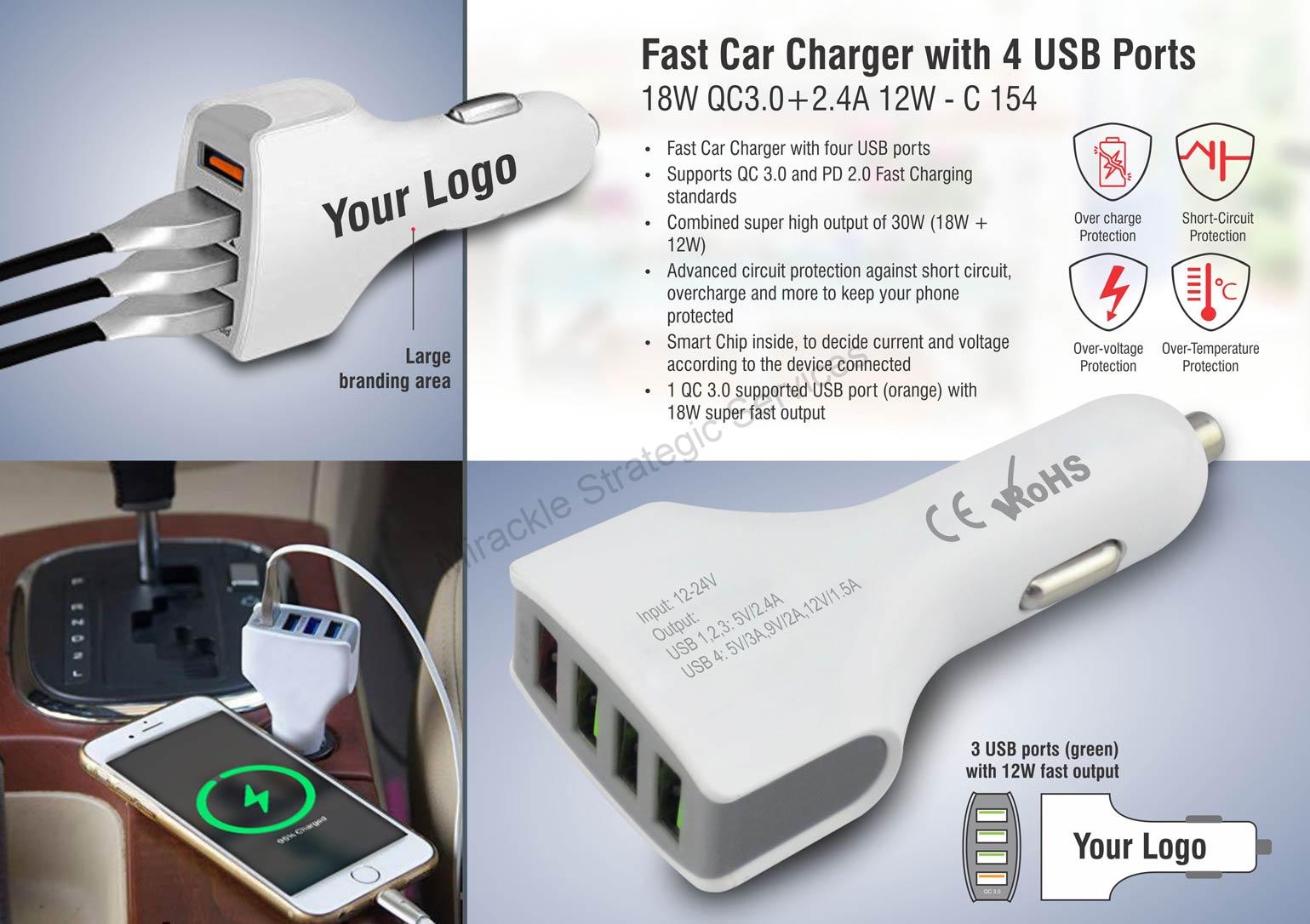 Fast car charger with 4 USB ports - C154 - Image 2