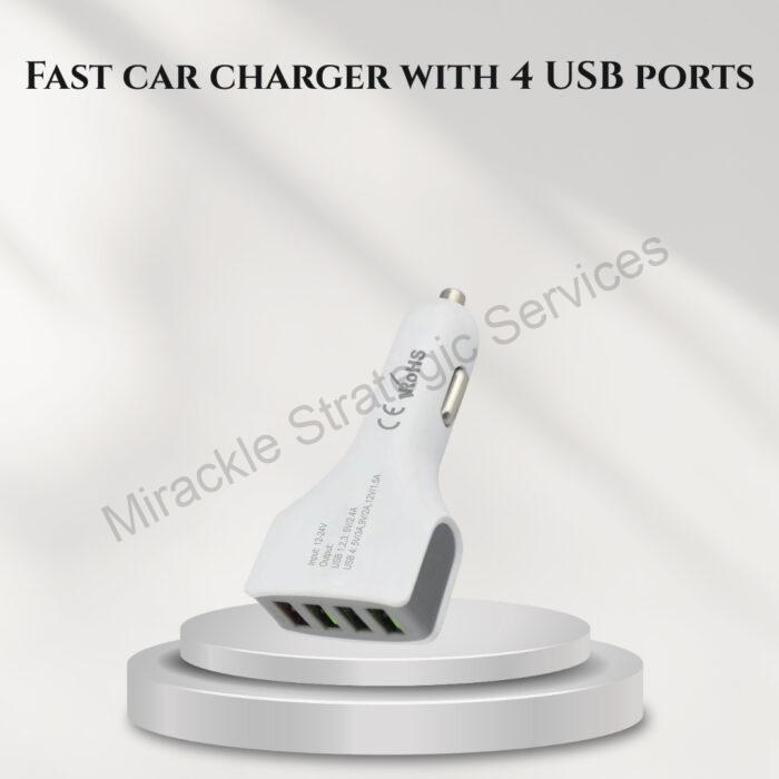 Fast car charger with 4 USB ports - C154