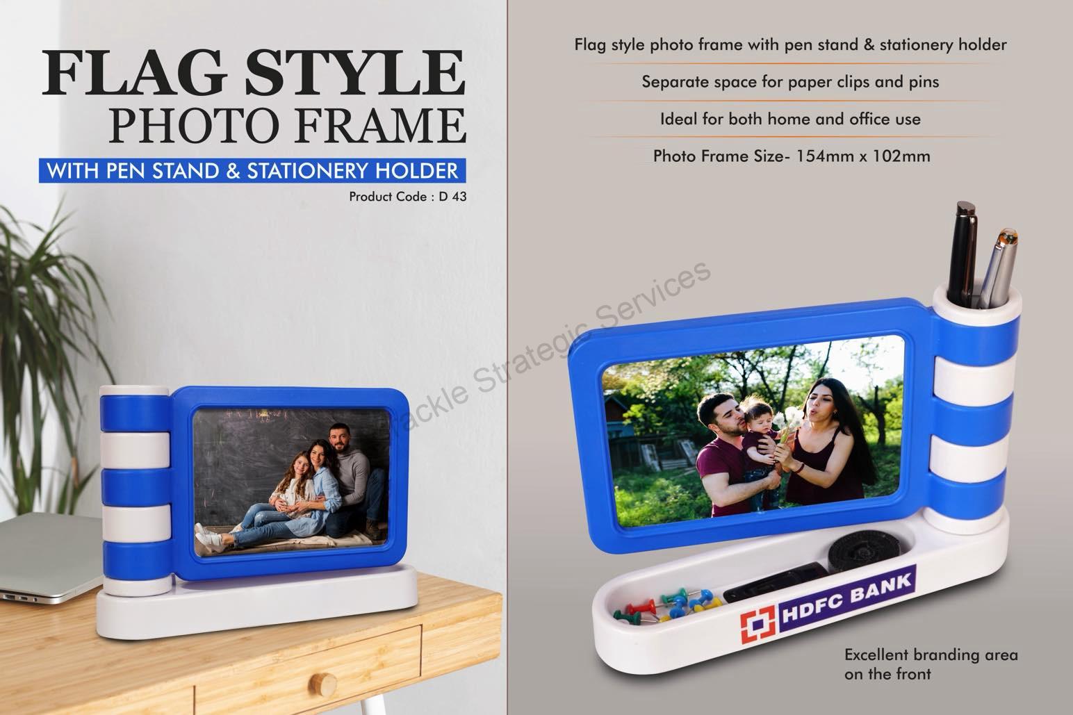 Flag style Photo frame with Pen Stand & Stationery holder - D43 - Image 2