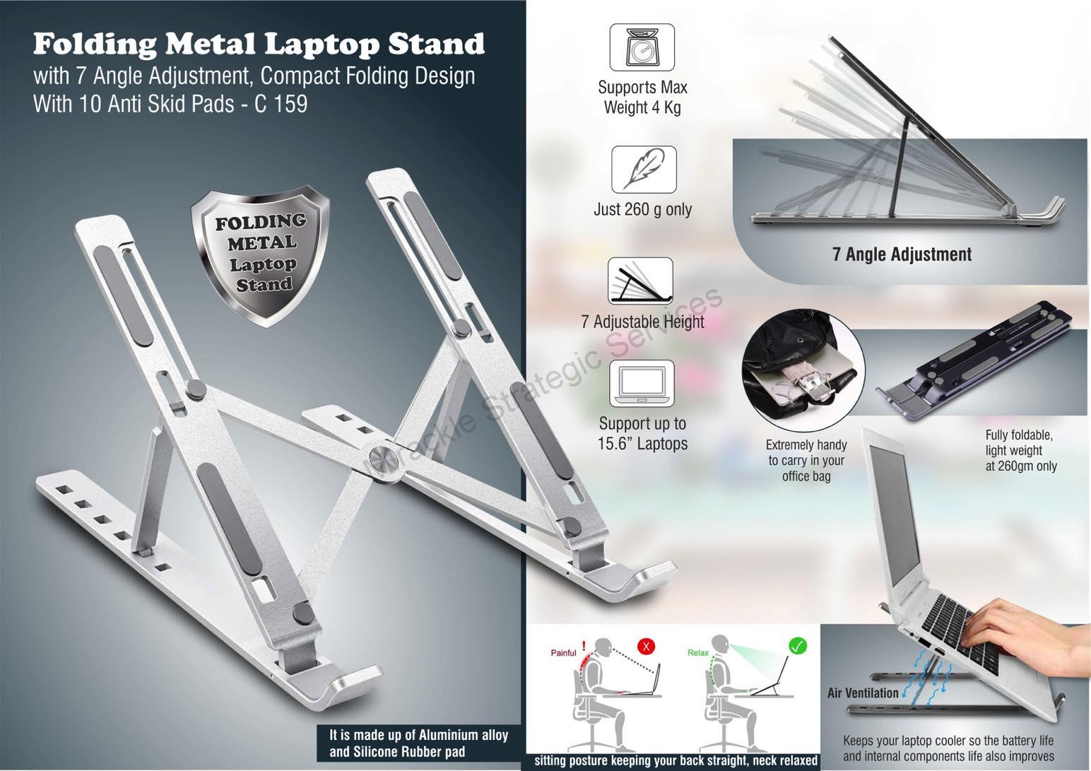 Folding Metal Laptop stand with 7 angle adjustment - C159 - Image 2