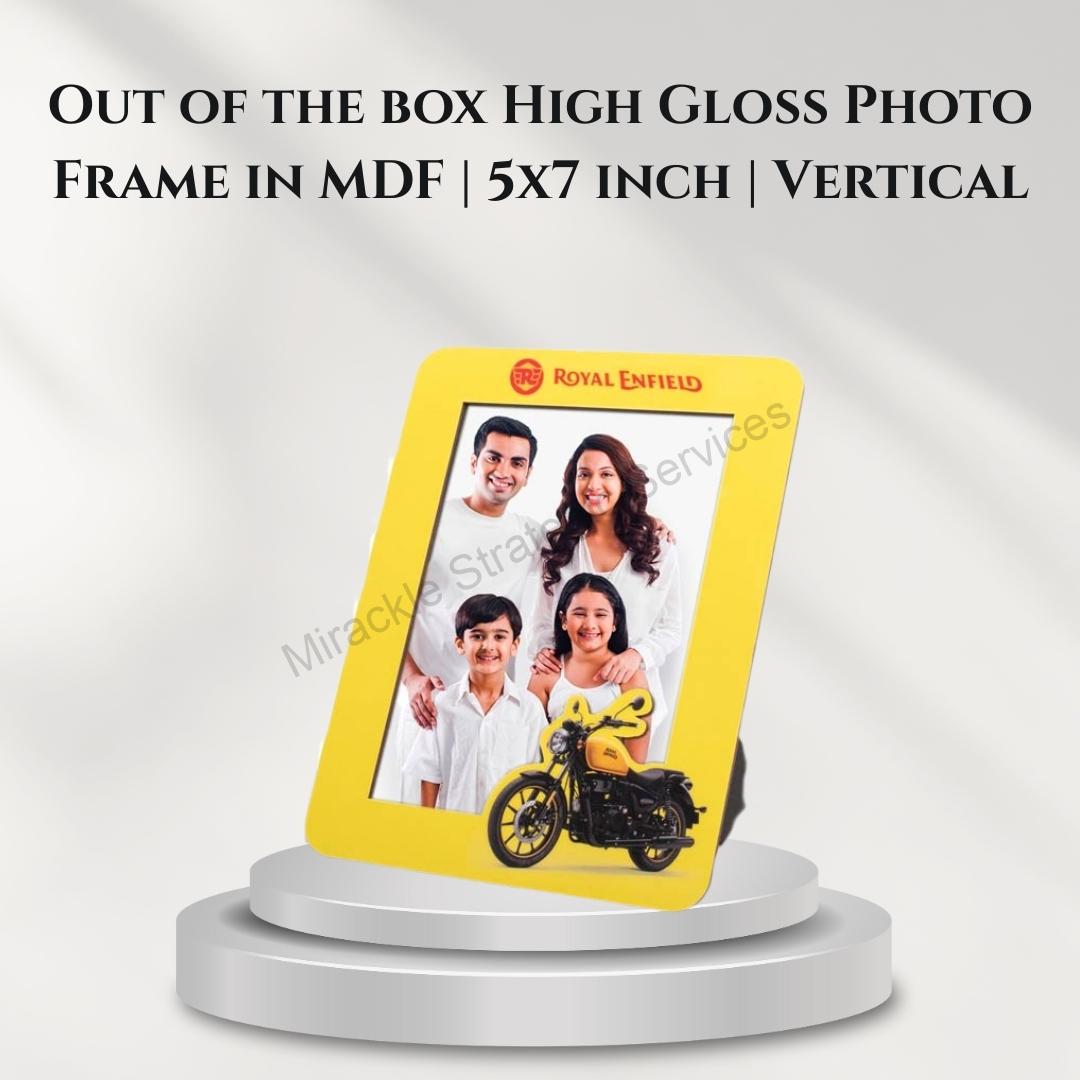 Out of the box High Gloss Photo Frame in MDF | 5x7 inch | Vertical - D42