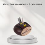 Oval Pen stand with 6 coasters - B177