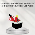 Power Glow USB hub with tumbler and logo highlight | 3 USB ports - C105
