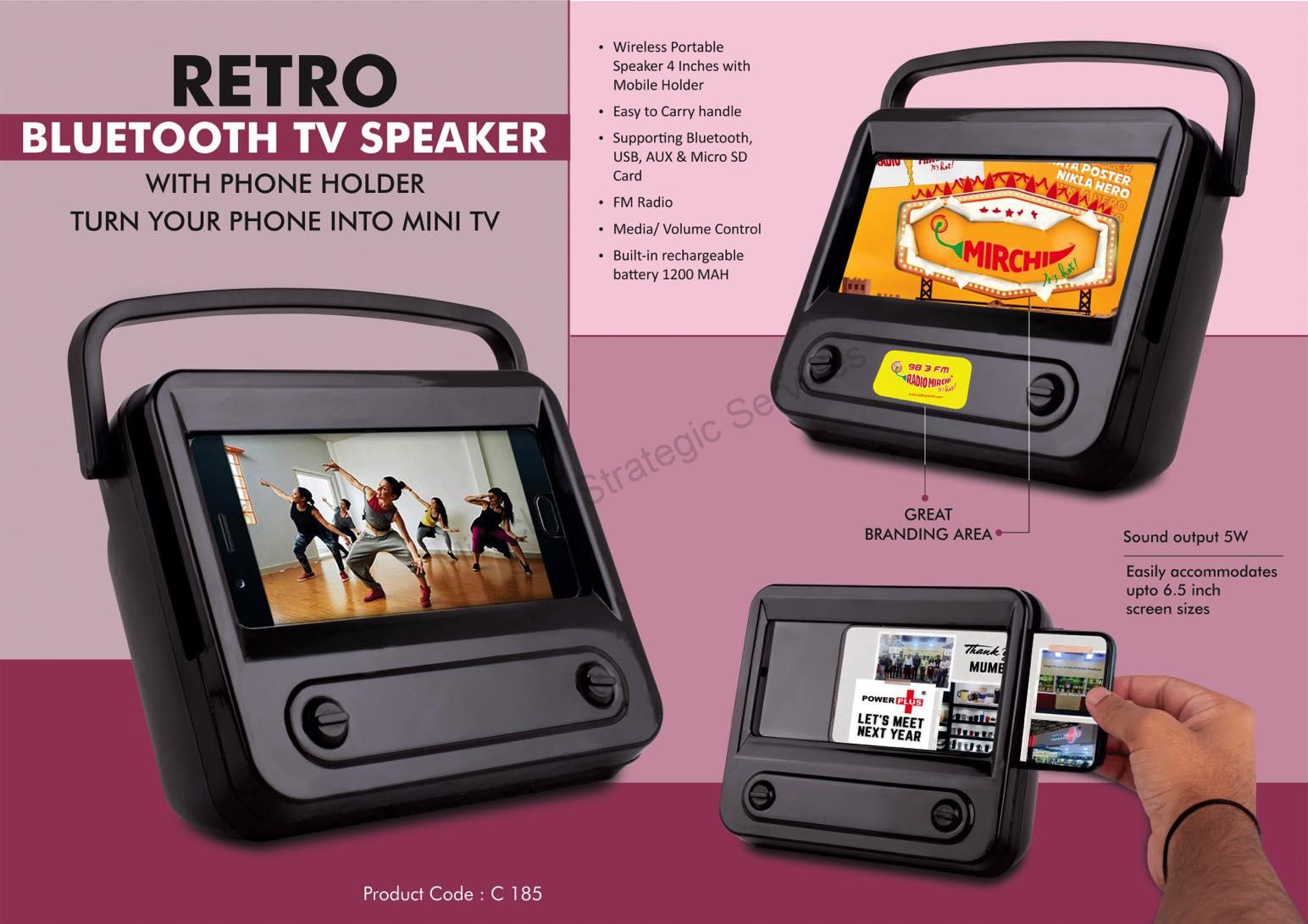 Retro Bluetooth TV Speaker with Phone holder - C185 - Image 2