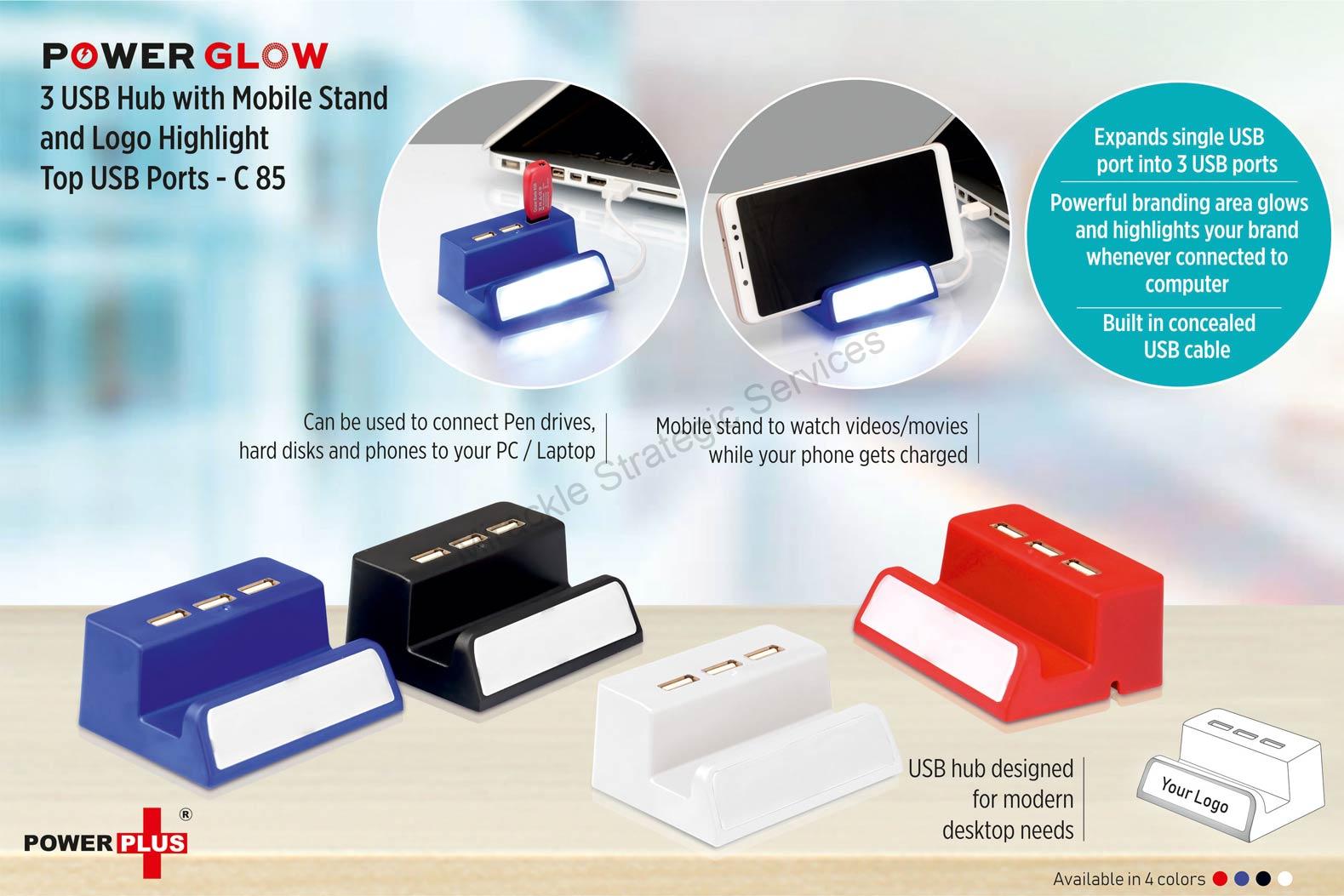 USB hub with mobile stand and logo highlight - C85 - Image 2