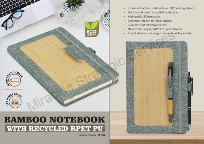 Bamboo notebook with recycled RPET PU - B178 - Image 2
