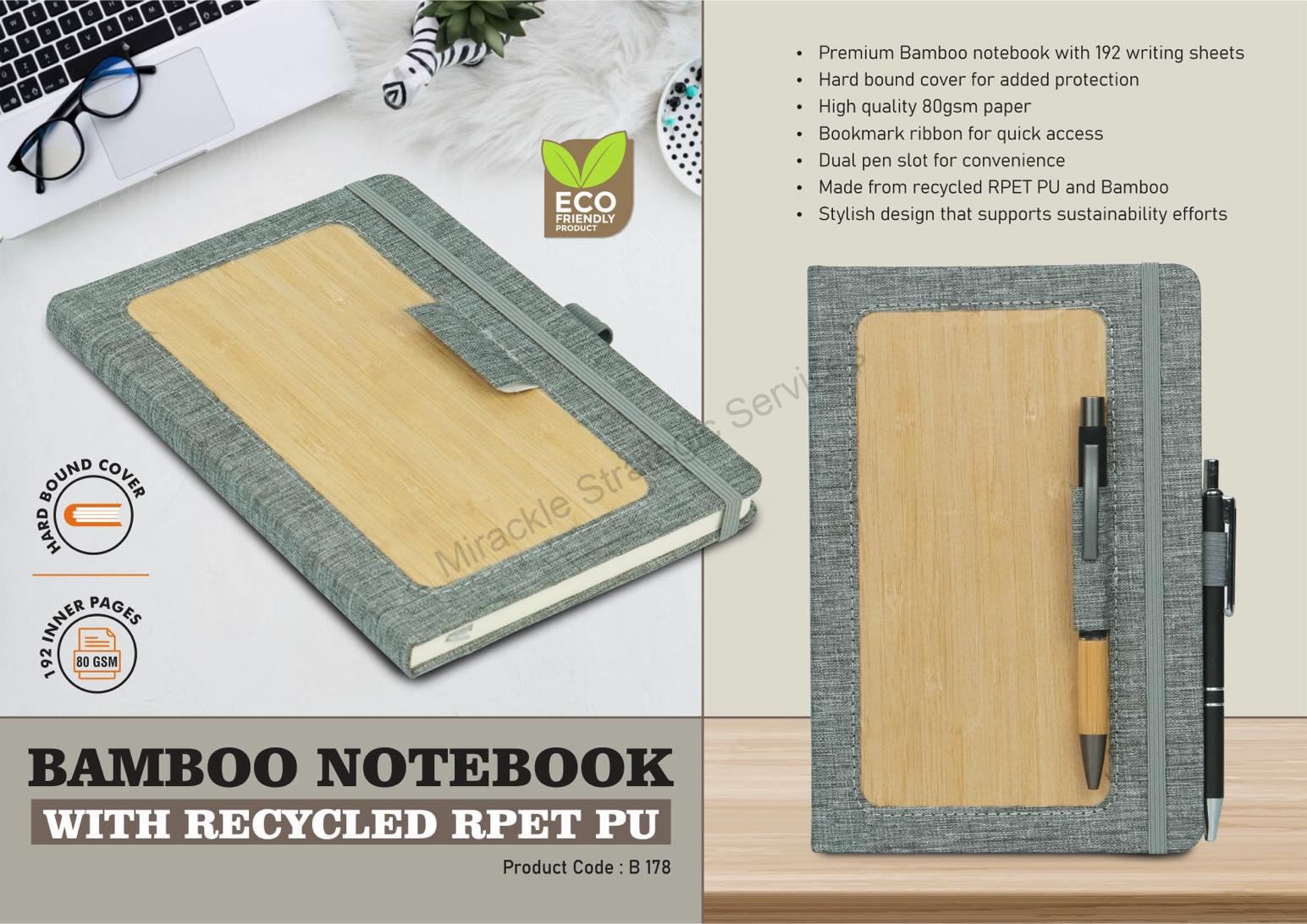 Bamboo notebook with recycled RPET PU - B178 - Image 2