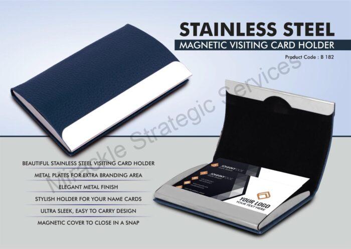 Stainless Steel Magnetic Visiting Card holder- Blue - B182 - Image 2