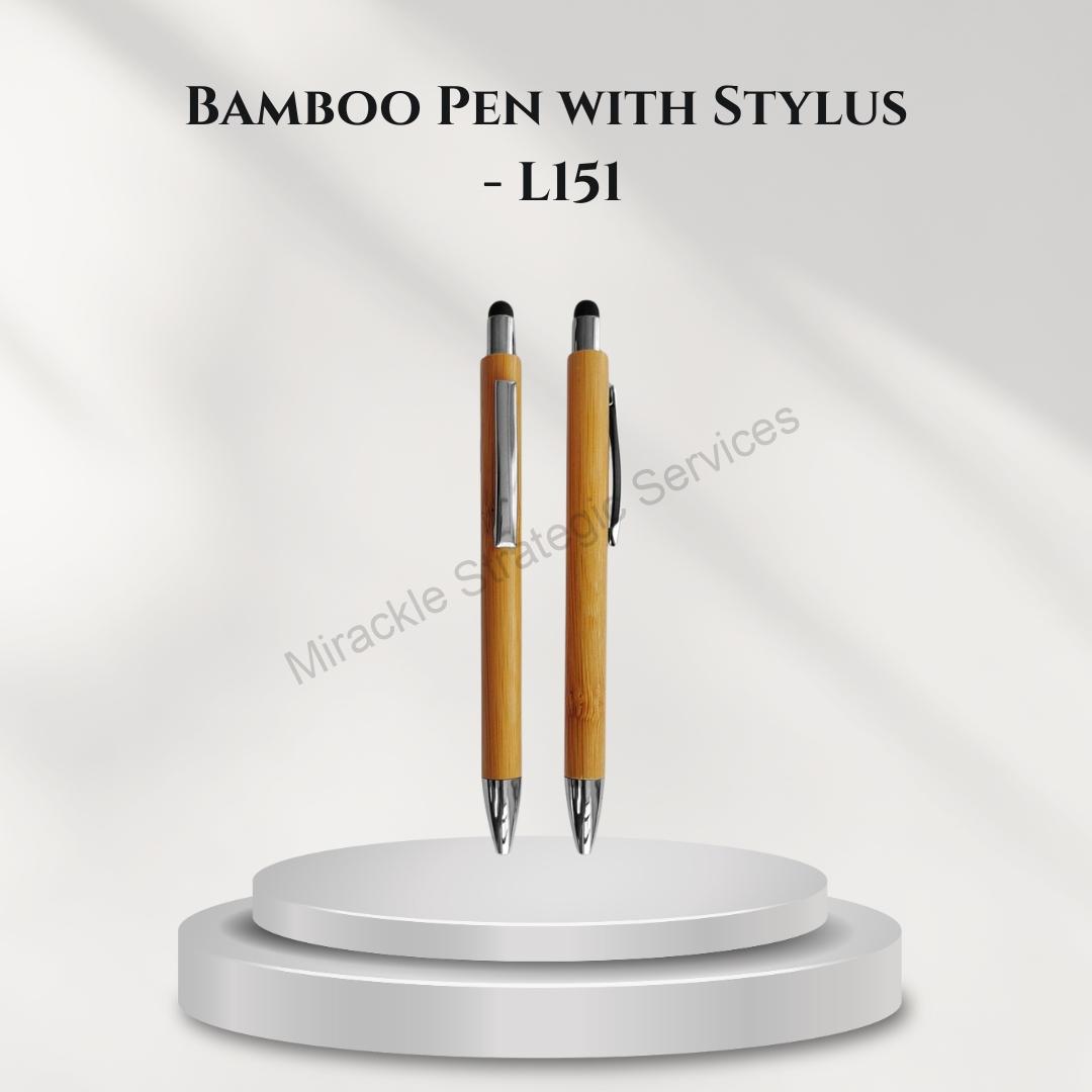 Bamboo Pen with Stylus - Chrome parts - L151