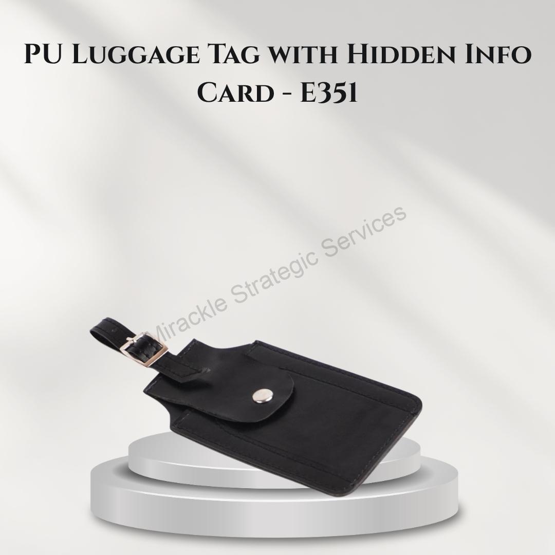 PU Luggage Tag with Hidden Info Card - E351