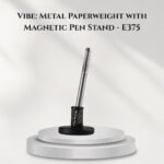 Vibe: Metal Paperweight with Magnetic Pen Stand - E375