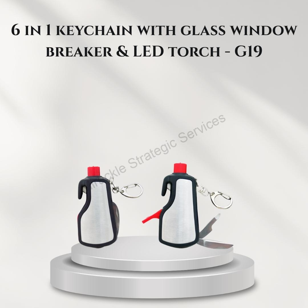 6 in 1 keychain with glass window breaker & LED torch - G19