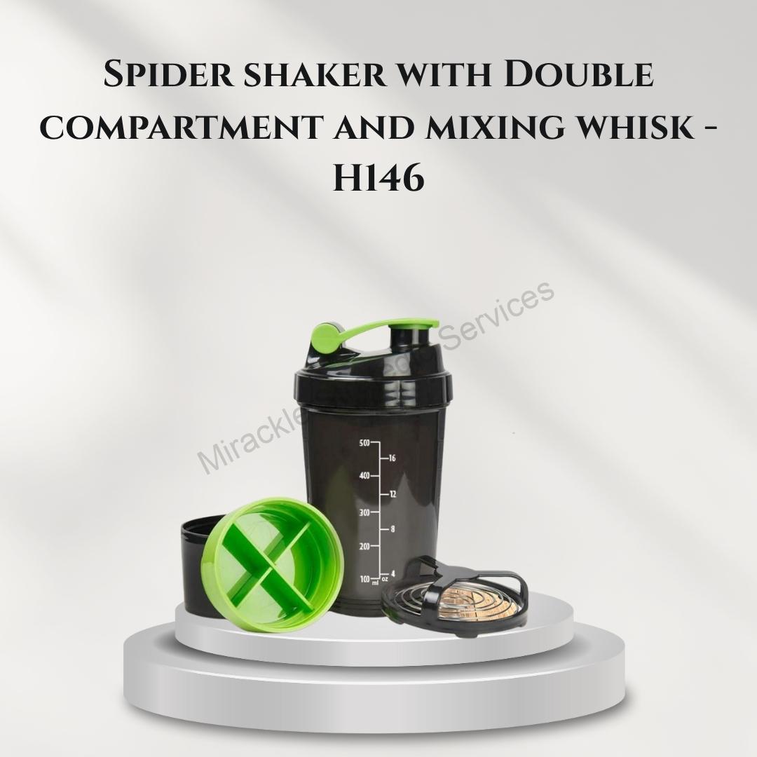 Spider shaker with Double compartment and mixing whisk - H146